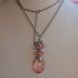 Paparazzi Silver Necklace with Orange Beads... LONG